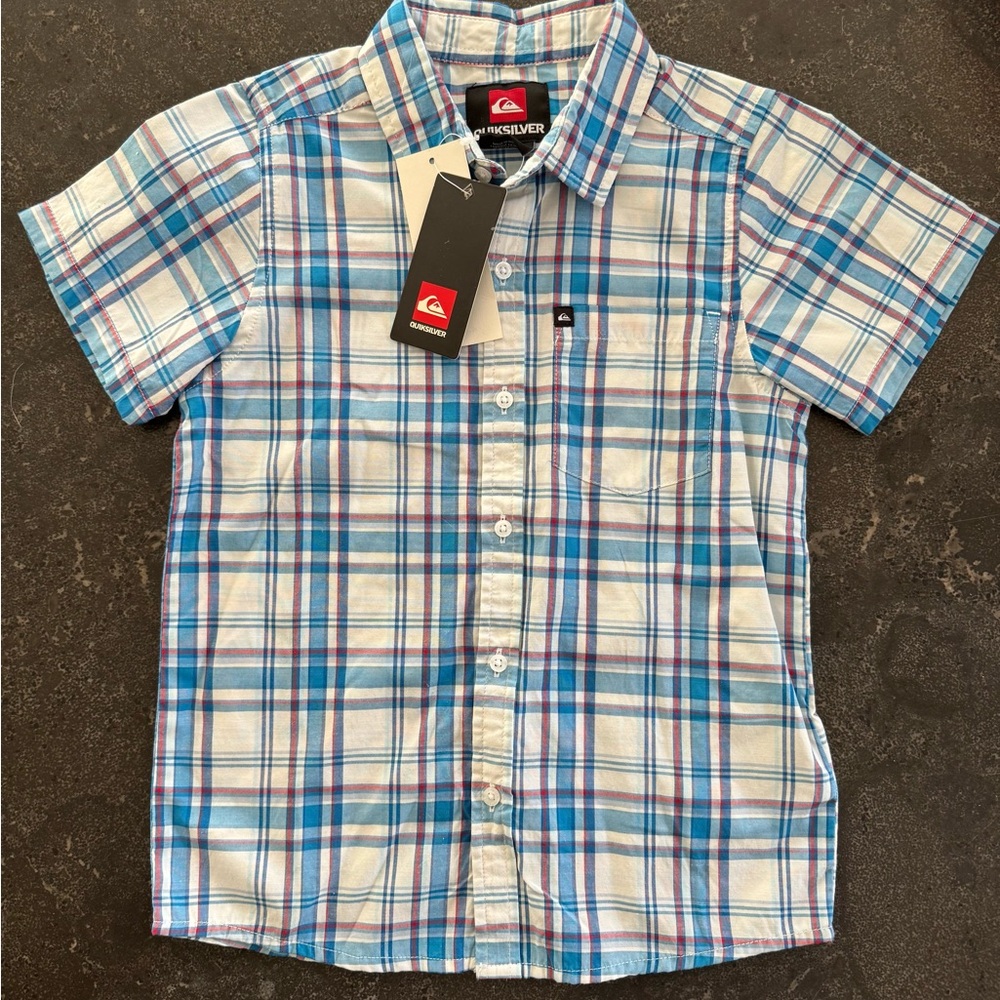 Quiksilver Blue Plaid Boy’s Shirt NWT